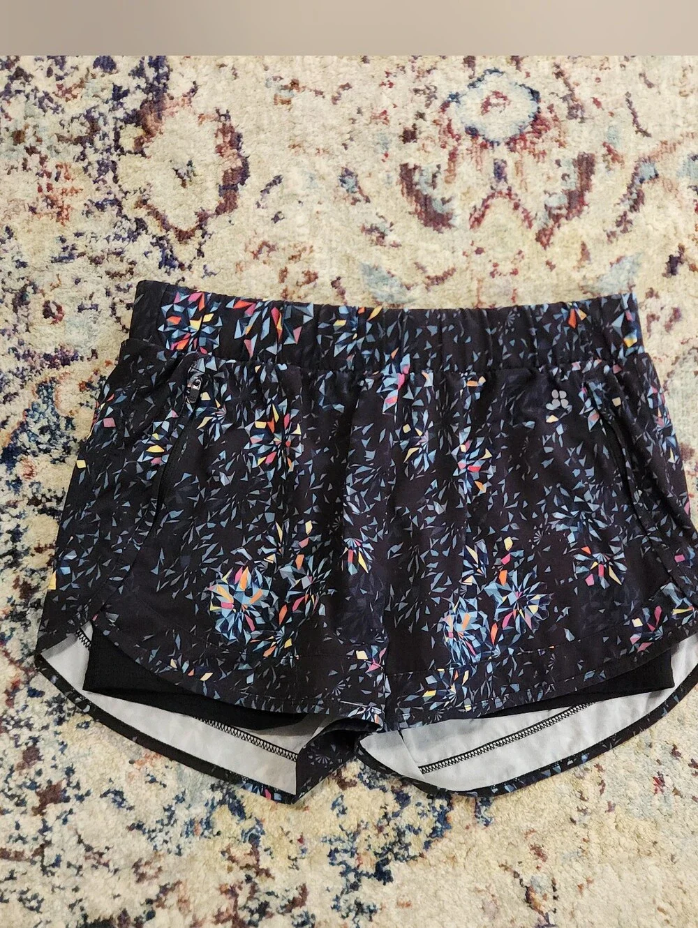 Sweaty Betty Running Shorts Black Kaleidescope Womens Size Medium